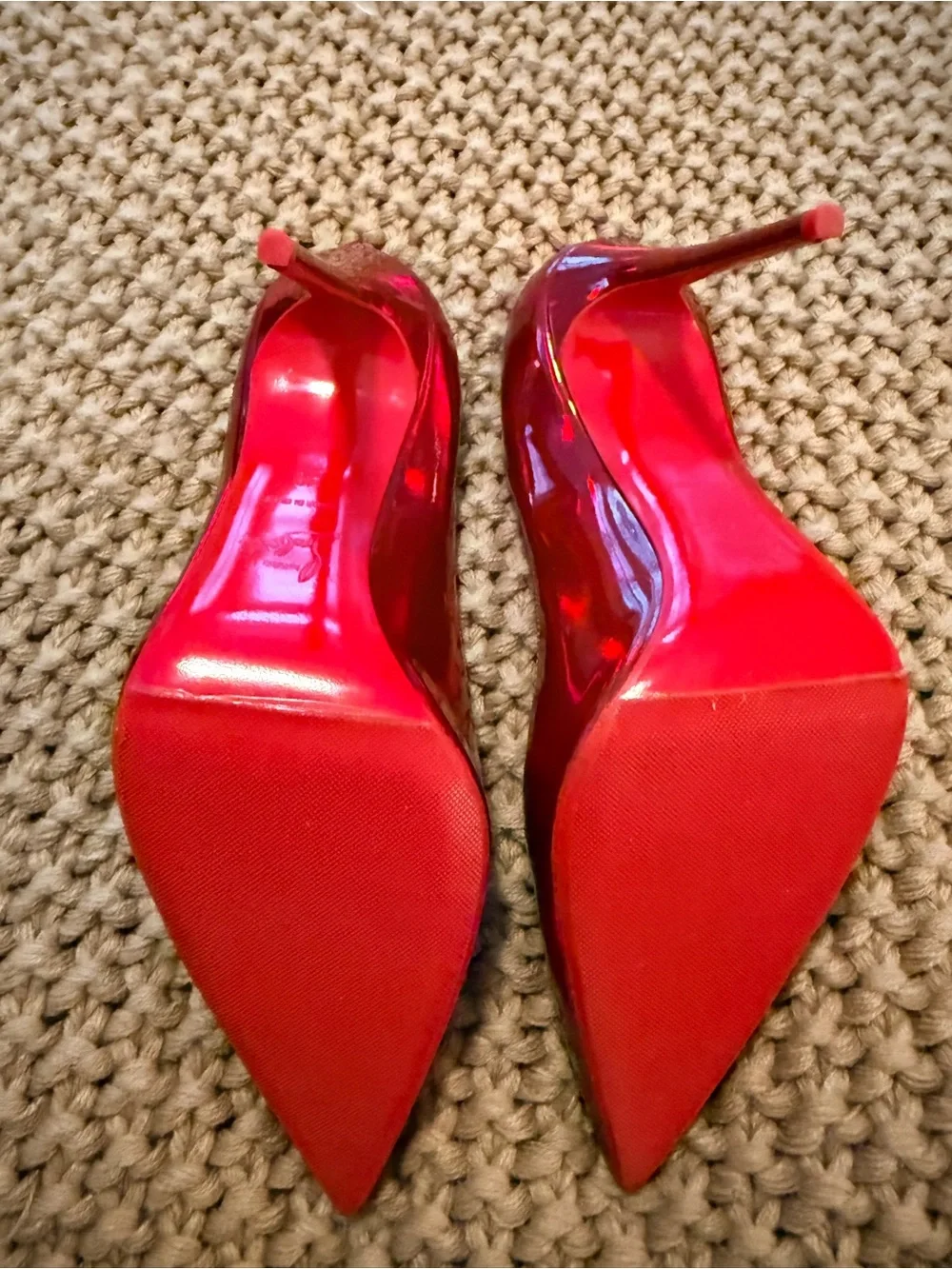 Christian Louboutin Kate 100 Patent Pointed-Toe Pumps Metallic Red - NEVER WORN - Picture 4 of 11